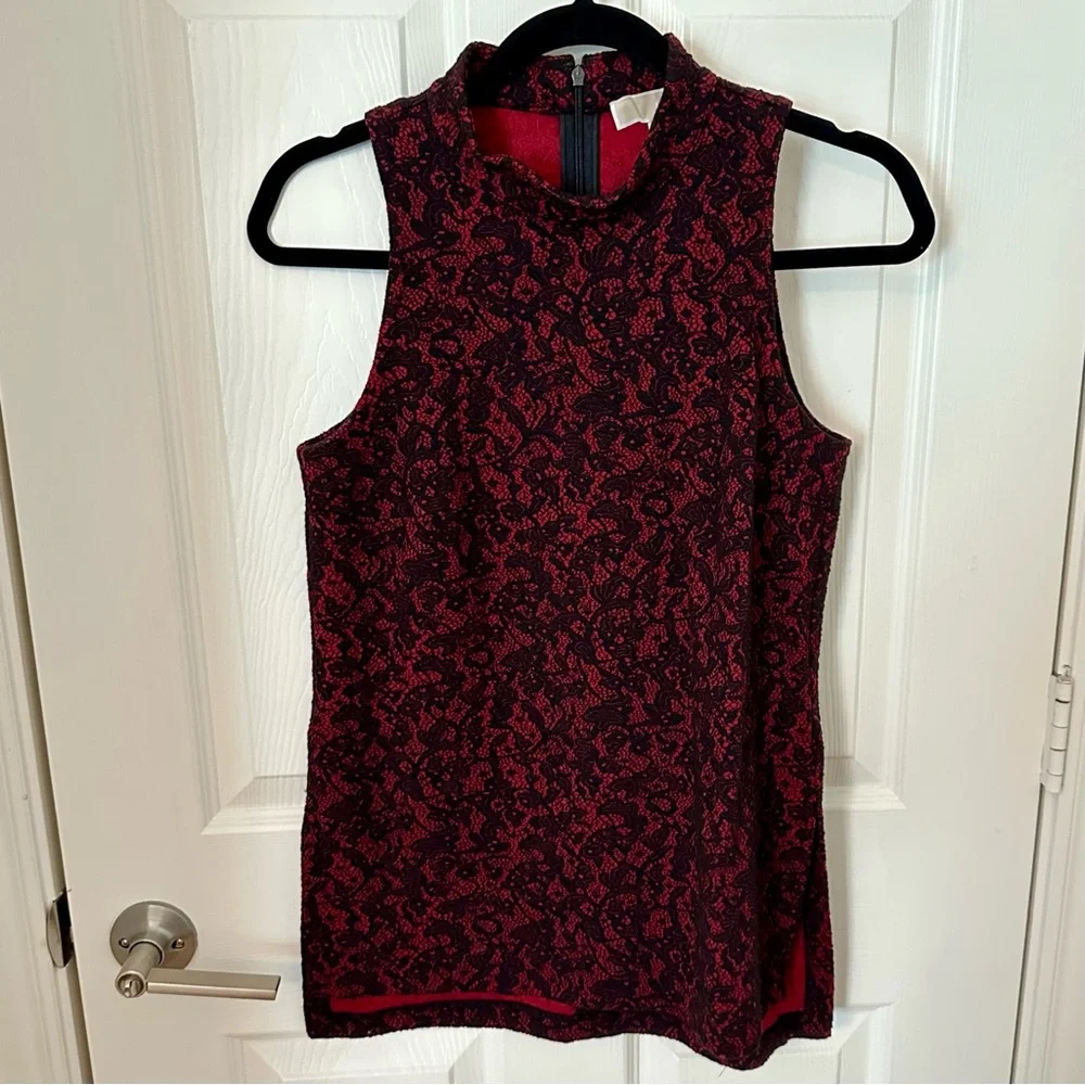 2-Piece Michael Kors Lace Jacquard Matching Set | Tunic + Trousers | Black/Red